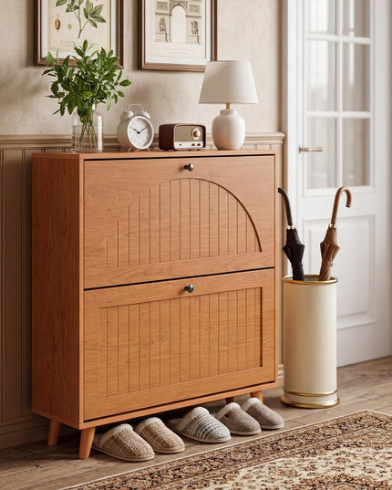 Giantex Shoe Storage Cabinet with 2 Flip Drawers