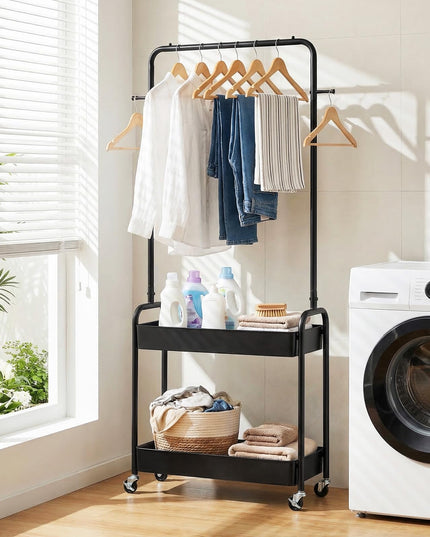 Giantex Metal Garment Rack with Lockable Wheels for Bedroom