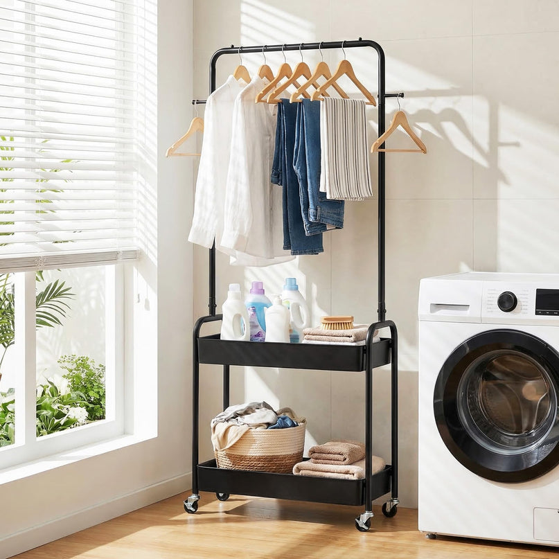 Giantex Metal Garment Rack with Lockable Wheels for Bedroom