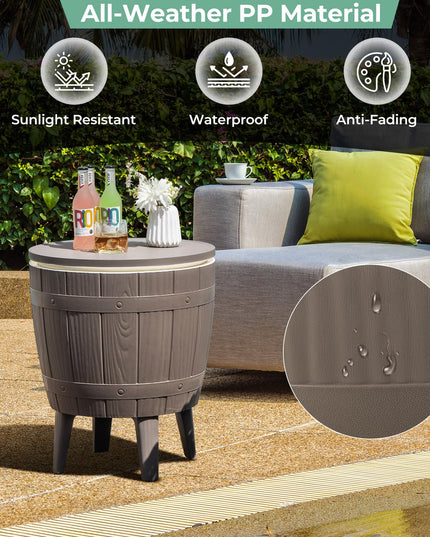 Giantex Cooler Side Table Outdoor - 10 Gallon Cooler Table with Drainage Plug, Adjustable Height