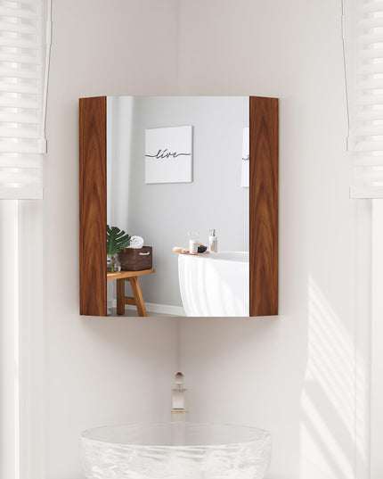 Giantex Corner Medicine Cabinet, 23.5” Over The Toilet Storage Cabinet with Mirror Door, Adjustable Shelf