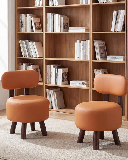 Giantex Small Footrest Stools Set of 2 Round Ottoman