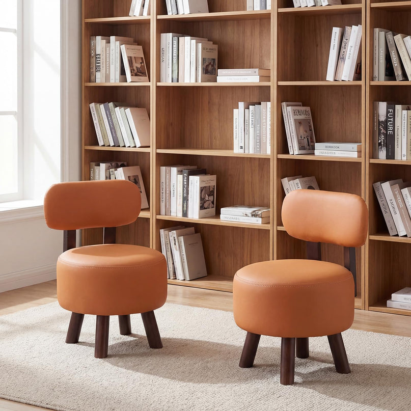 Giantex Small Footrest Stools Set of 2 Round Ottoman