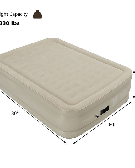 Giantex Air Bed with Built-in Pump, High Elevated Raised Mattress with Wavy Pull Strap