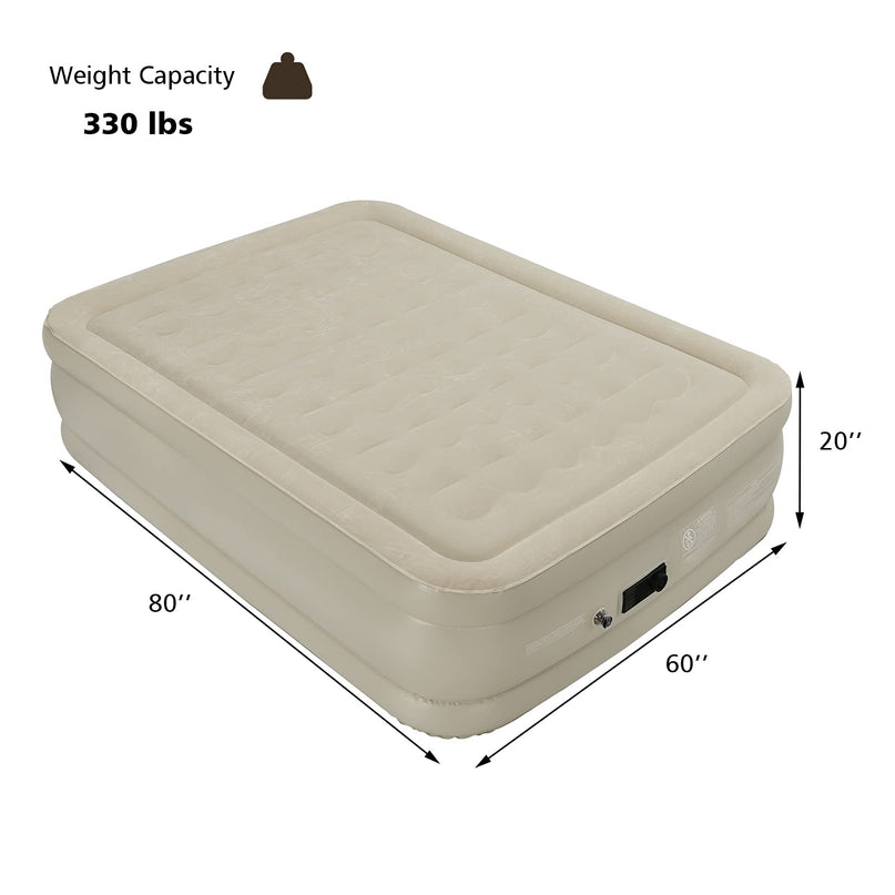 Giantex Air Bed with Built-in Pump, High Elevated Raised Mattress with Wavy Pull Strap