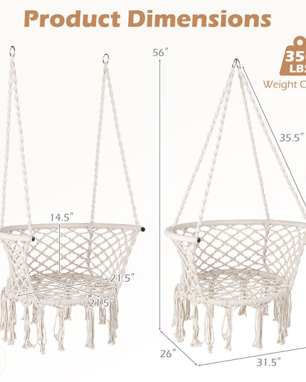 Chaise hamac Giantex | Balancelle macramé avec pompons