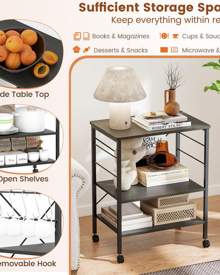 Giantex Kitchen Bakers Rack 3-Tier Microwave Cart on Wheels