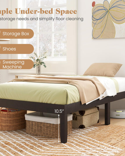 Giantex 14 Inch Twin Wood Platform Bed Frame, Minimalist Twin Bed Frame with Wooden Slats Support & Rubber Wood Legs