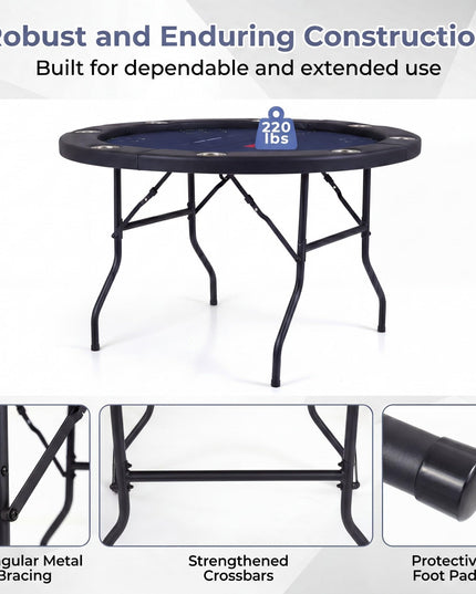 Giantex 48" Round Poker Table Foldable with 8 Cup Holders