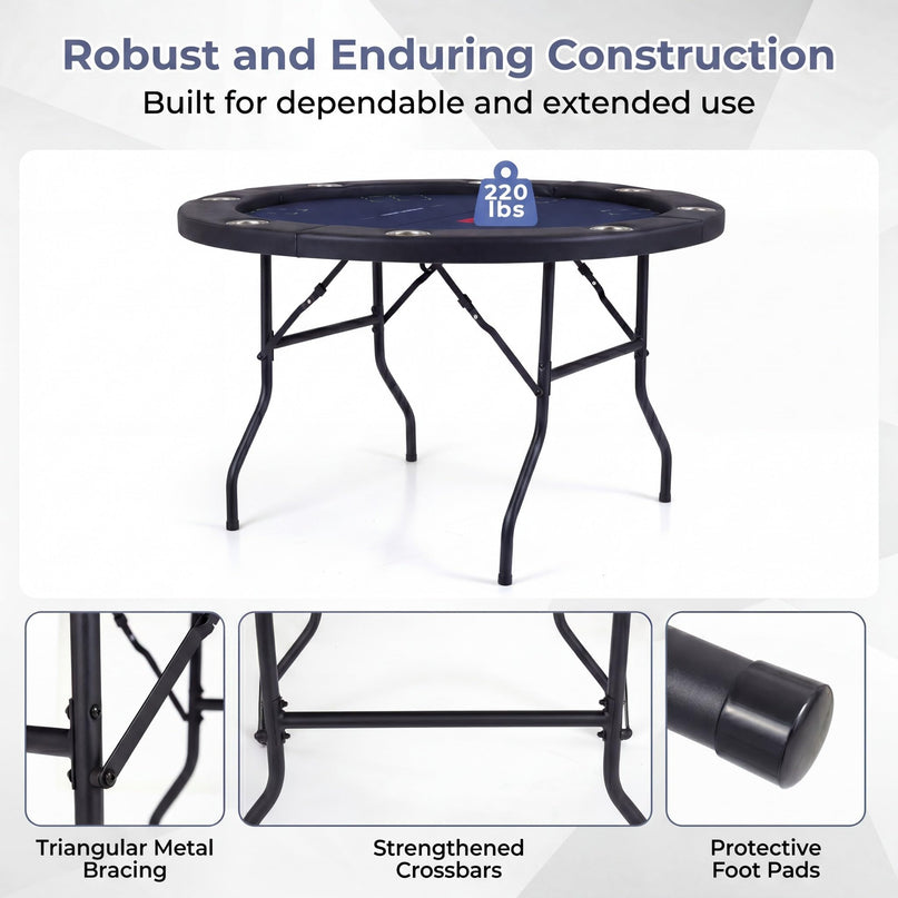 Giantex 48" Round Poker Table Foldable with 8 Cup Holders