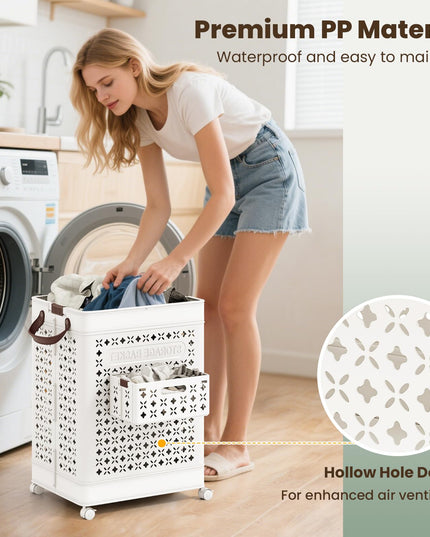 Giantex 75L Plastic Laundry Hamper with Wheels for Bathroom