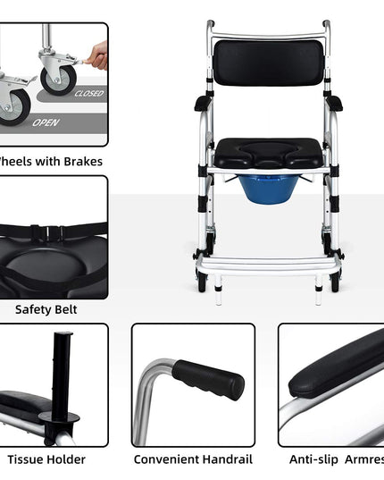 Giantex 3 in 1 Lightweight Shower Commode Wheelchair