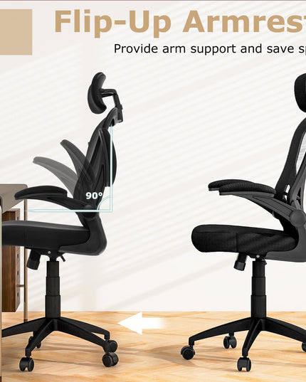 Giantex Ergonomic Mesh Office Chair, Home Office Desk Chair with Adjustable Headrest and Lumbar Support