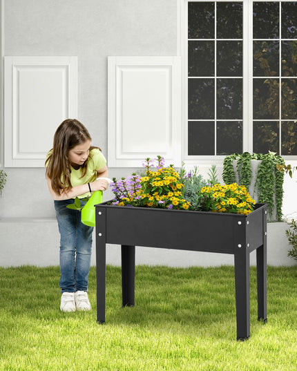 Giantex Raised Garden Bed, Metal Planter Box with Legs, Drain Hole, Outdoor Indoor Elevated Garden Box