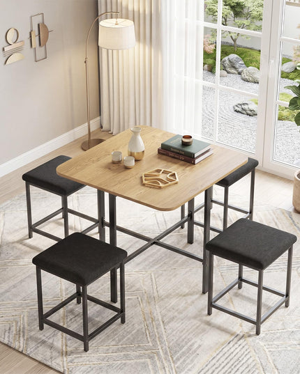Giantex Dining Table Set for 4 with Upholstered Stools