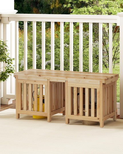 Giantex 2 in 1 Outdoor Bench with 2 Raised Garden Beds