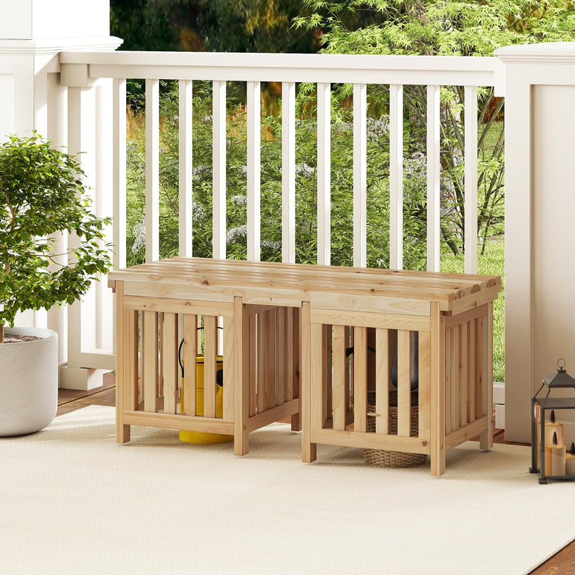 Giantex 2 in 1 Outdoor Bench with 2 Raised Garden Beds