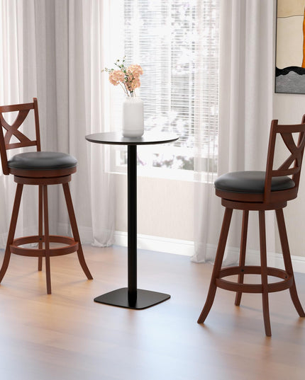 Giantex Swivel Bar Stools Set of 2, Farmhouse Wooden Barstools with Back
