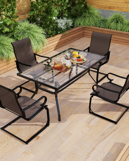 Giantex Patio Dining Chairs Set of 2/4, High Back Outdoor Patio Chairs with Metal C Spring Frame
