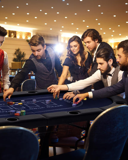 Giantex 8 Player Poker Table Foldable, 72" Portable Folding Texas Holdem Poker Tables w/Padded Rails