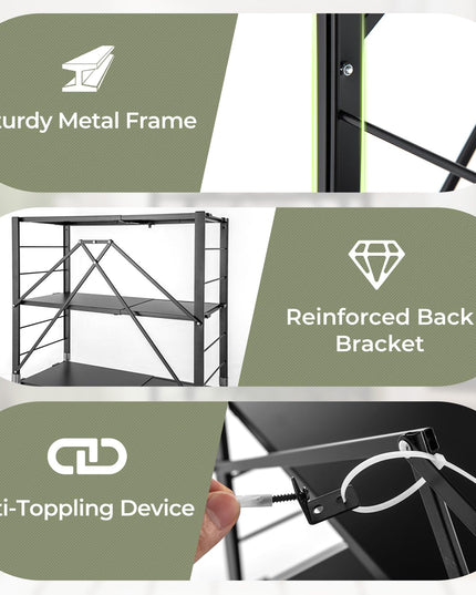 Giantex 5-Tier Foldable Storage Shelf with Wheels Set of 1/2, Collapsible Shelving Unit with Adjustable Shelves