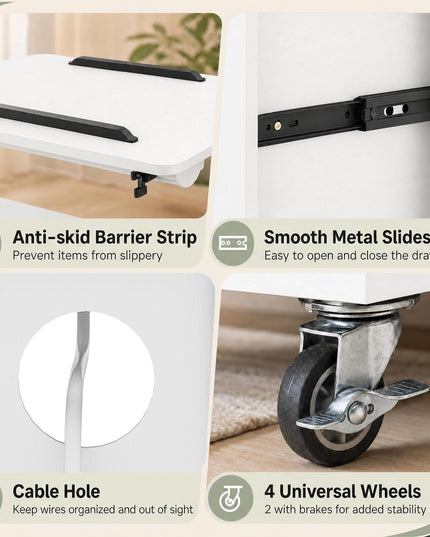 GIANTEX Rolling LED Nightstand with Charging Station (1/2)