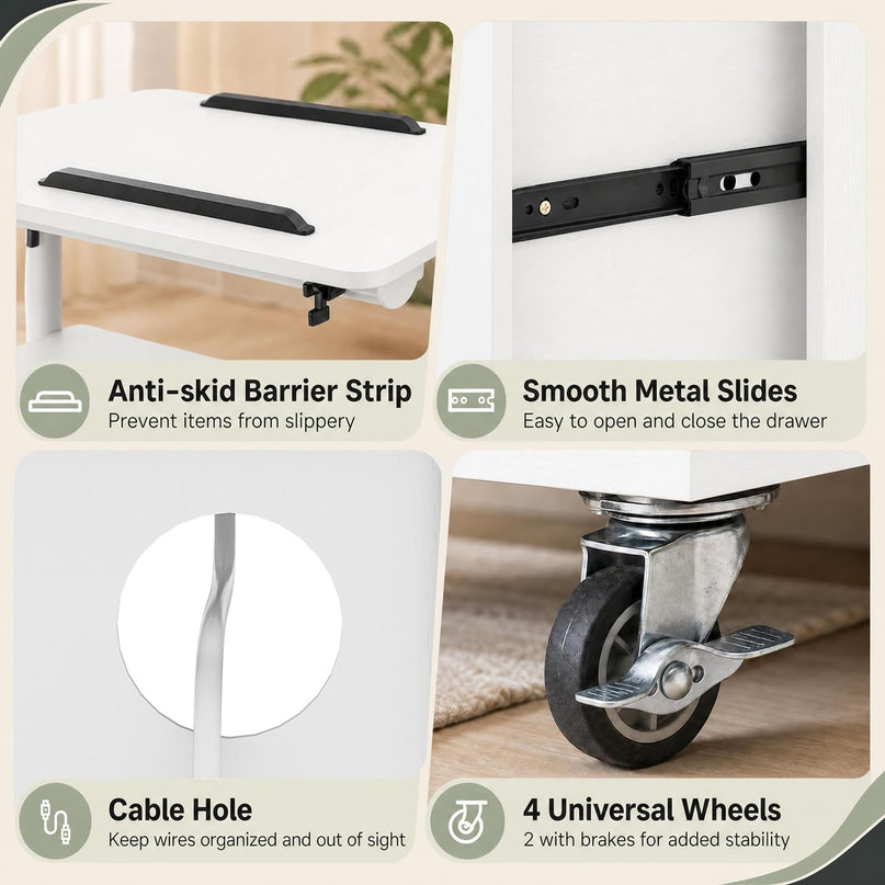 GIANTEX Rolling LED Nightstand with Charging Station (1/2)