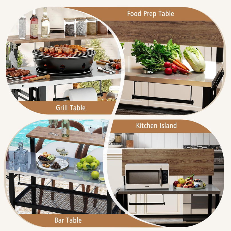 Table de bar extérieure Giantex avec plateau rabattable et table d'appoint pliable