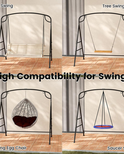 Giantex 660-Lbs Metal Hammock Stand - Heavy Duty Porch Swing Stand w/ 4 Support Bars, Hammock Chair not Include