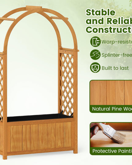 Giantex Raised Garden Bed with Arch Lattice Trellis(33"x15"x57")