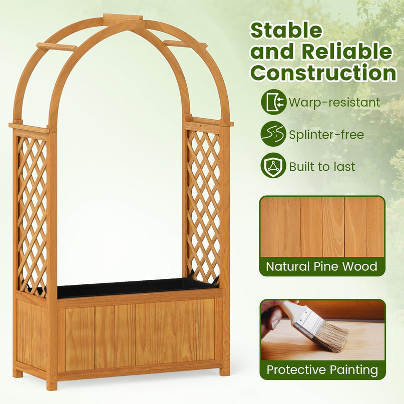 Giantex Raised Garden Bed with Arch Lattice Trellis(33"x15"x57")