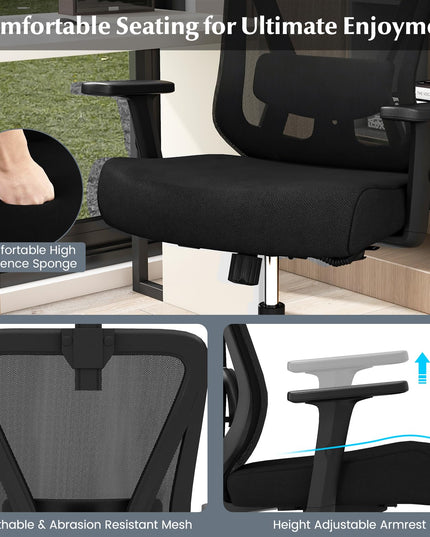 Giantex Ergonomic Mesh Office Chair, Height Adjustable Swivel Task Chair with Reclining Backrest, Adjustable Lumbar Support
