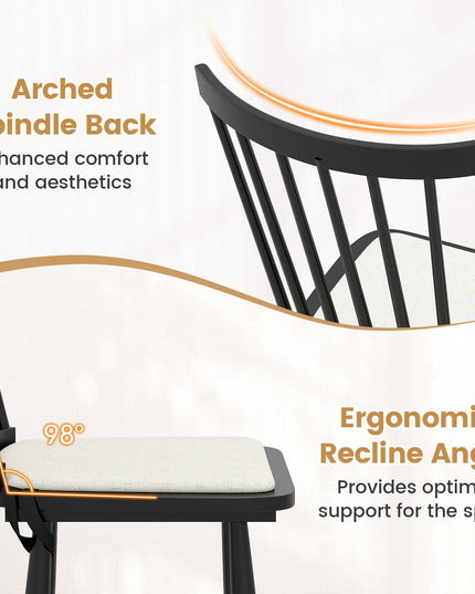 Giantex Windsor Dining Chairs Set of 2/4 w/Spindle Back & Removable Seat Cushion