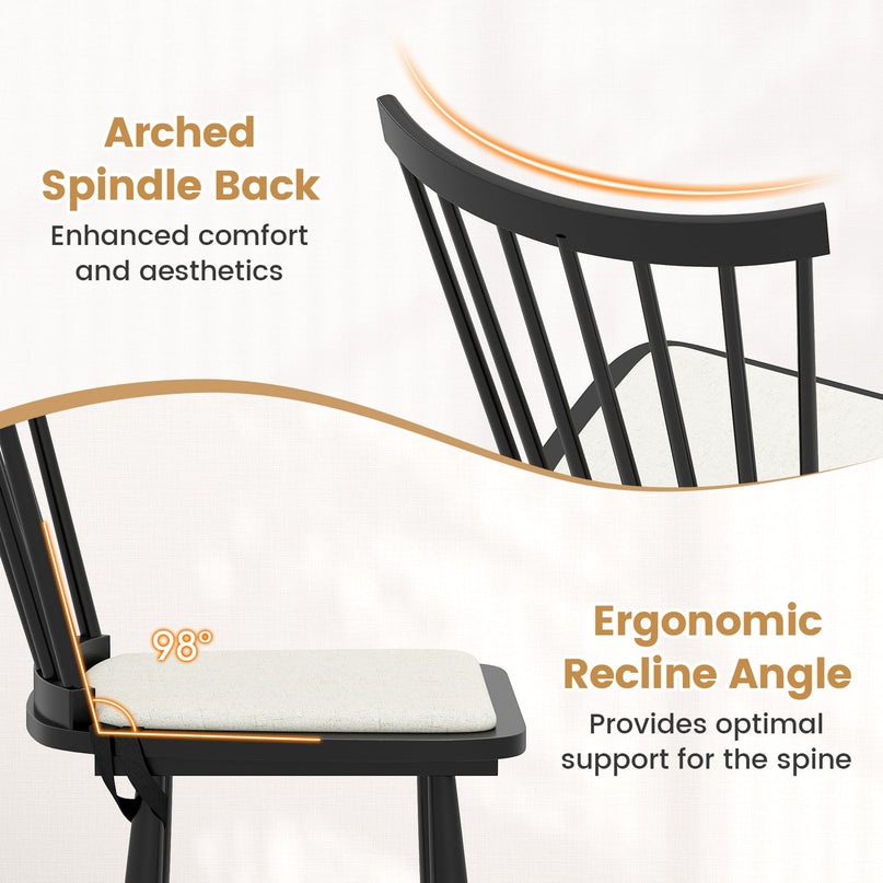 Giantex Windsor Dining Chairs Set of 2/4 w/Spindle Back & Removable Seat Cushion