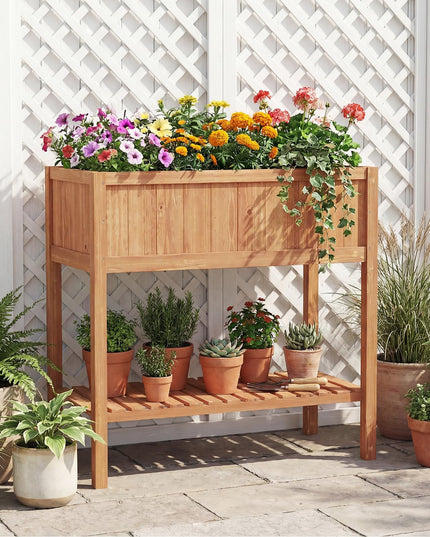 Jardinière surélevée en bois Giantex avec support pour plantes et doublure noire (40"x20"x39")