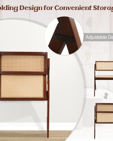 Giantex Folding Dining Chairs Set, Wooden Folding Chair with Rattan Backrest & Seat
