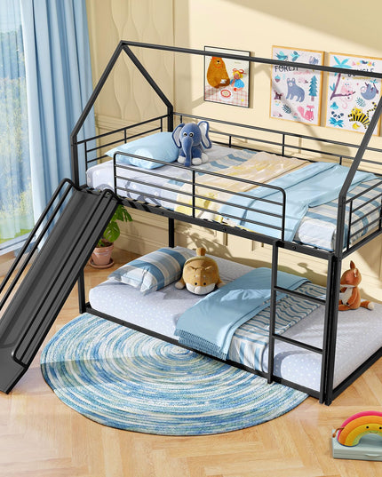 Giantex Twin Over Twin Bunk Bed with Slide & Ladder