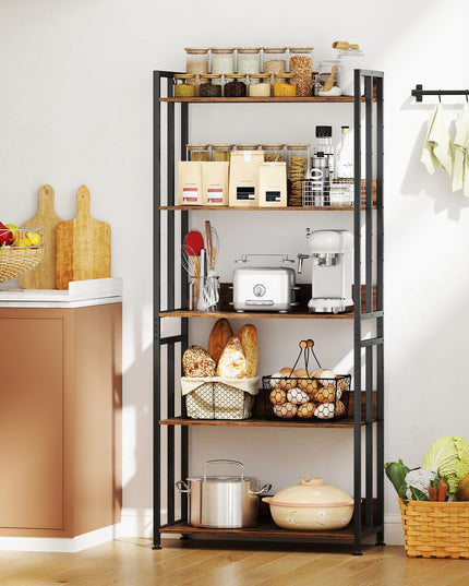 Giantex 5-Tier Bookshelf, 62" Tall Bookcase w/Tiltable Shelves, Metal Frame, Convertible Display Storage Rack