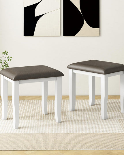 CHARMAID Vanity Stools 2 Pack - Ottoman Foot Stool Set of 2