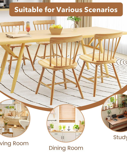 Giantex Windsor Dining Chairs Set of 2/4, Farmhouse Kitchen Chairs w/Rubber Wood Frame, Elegant Hollowed Backrest