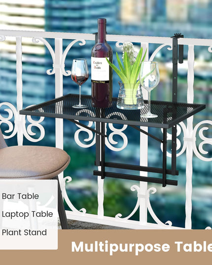 Giantex Outdoor Folding Hanging Table - Balcony Railing Table