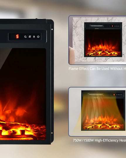 Giantex Recessed and Wall-Mounted Electric Fireplace - Electric Stove Heater