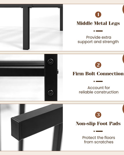 GIANTEX Twin Size Metal Bed Frame with Upholstered Headboard