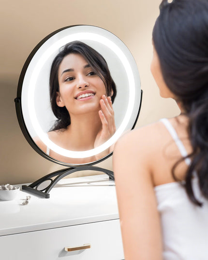 CHARMAID LED Makeup Mirror, 16 inch Lighted Vanity Mirror with Lights, 3 Color Lighting Modes
