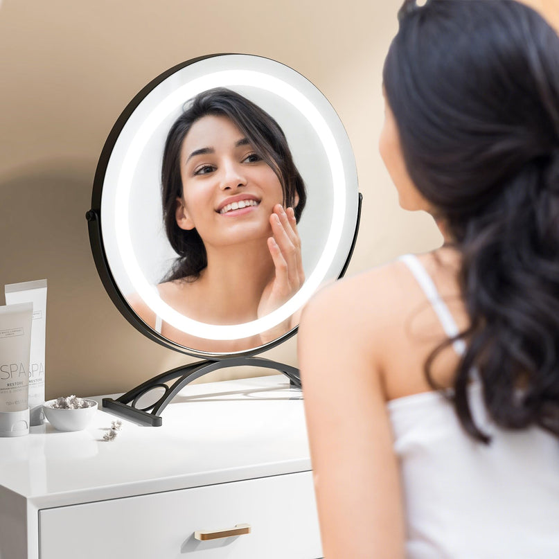 CHARMAID LED Makeup Mirror, 16 inch Lighted Vanity Mirror with Lights, 3 Color Lighting Modes