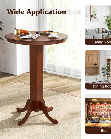 Giantex 30” Round Bar Table, Dining Table with Rubber Wood Frame