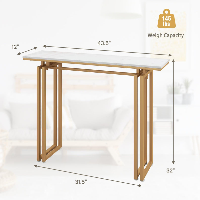 Giantex 43.5" Console Table for Entryway - Faux Marble Sofa Table