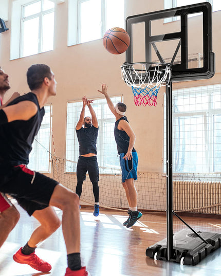 Giantex Portable Basketball Hoop Outdoor, 4.25-10ft Height Adjustable Basketball Goal System w/ 43.5" Shatterproof Backboard