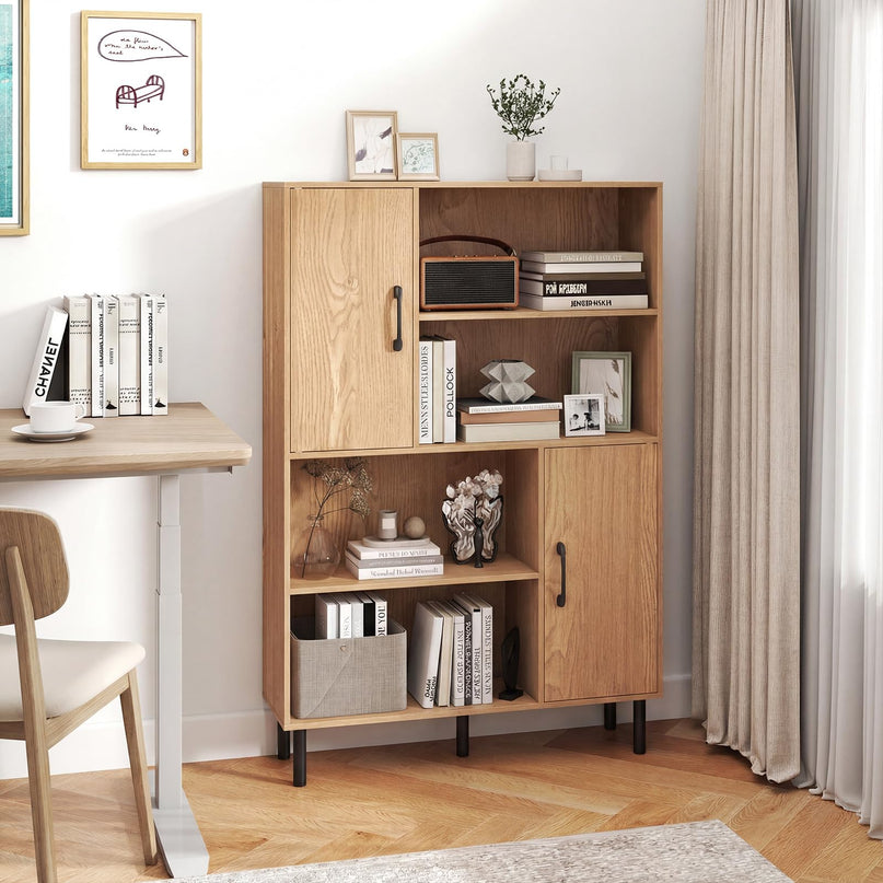 Meuble de Rangement Giantex à 4 Niveaux et Portes, 119 cm
