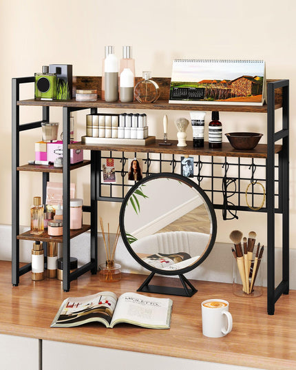 Giantex Desktop Bookshelf with 6 Movable Hooks for Home Office Dorm